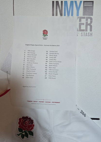 England Rugby - 2020/21 Six Nations Squad Signed Shirt (266) [White]
