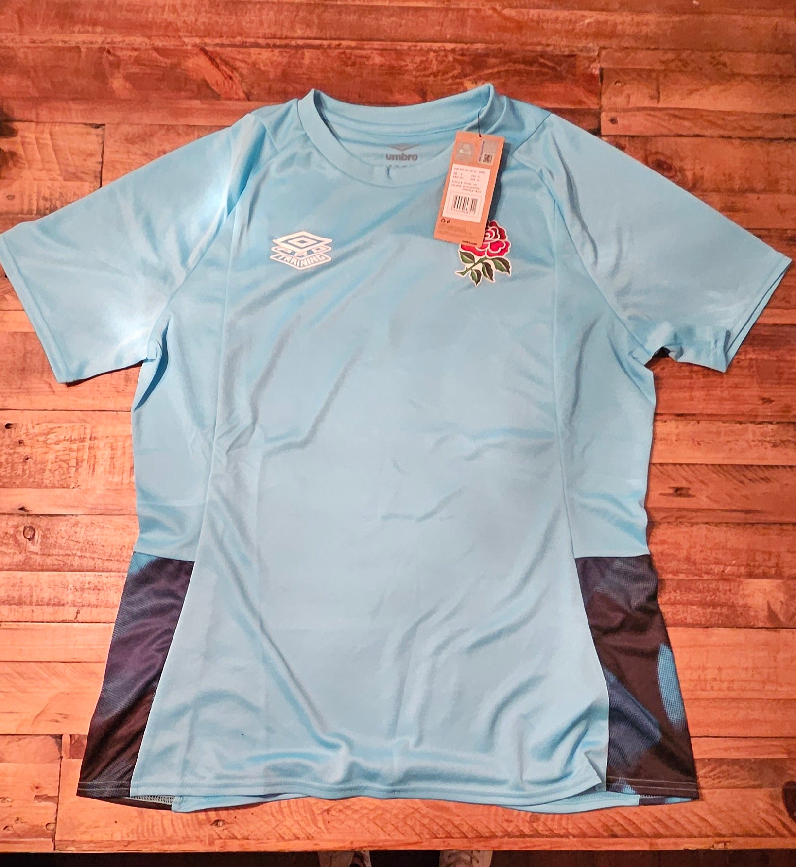 England Rugby - Womens Gym T-Shirt [Light Blue with Dark Blue]