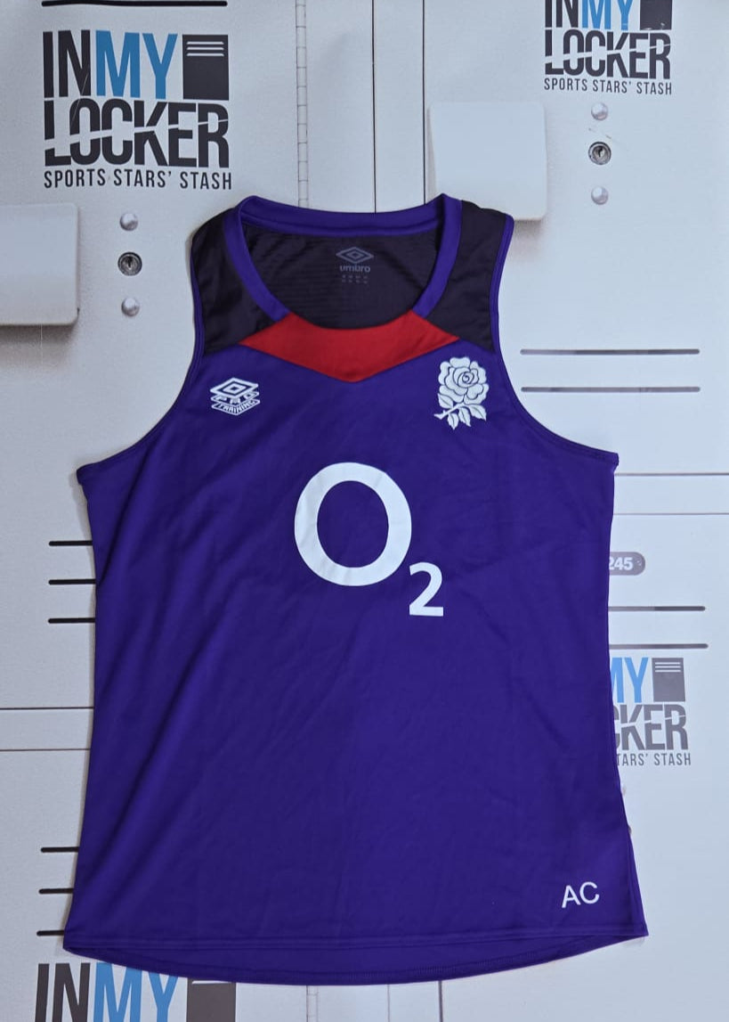 Alex Coles - England Rugby Initialled Gym Vest [Purple & Red]