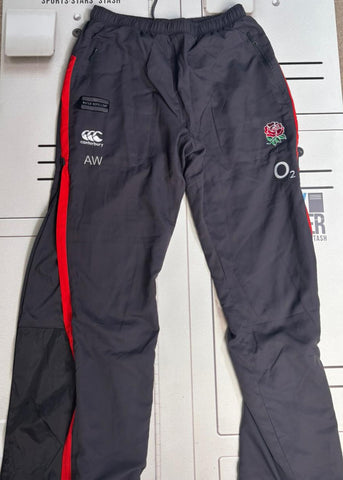 Anthony Watson - England Rugby Initialled Waterproof Training Joggers [Grey & Red]