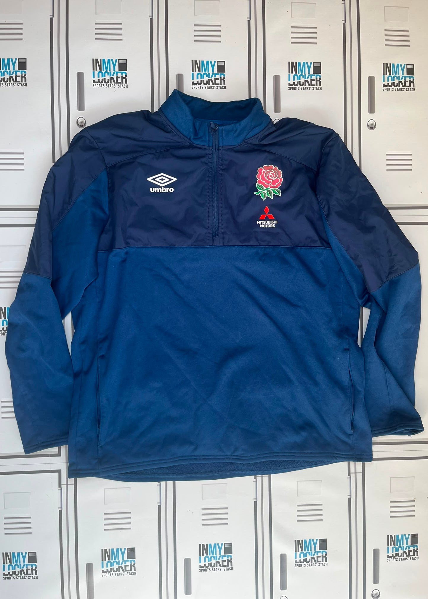 Afo Fasogbon - England Rugby Umbro Padded 1/4 Zip Training Top [Blue]