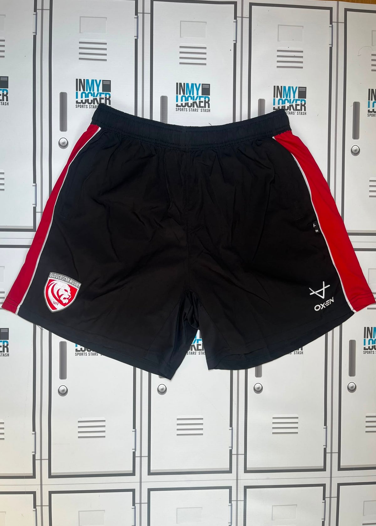 Afo Fasogbon - Gloucester Rugby Oxen Gym Shorts Initialled AF and Numbered 19 [Black]