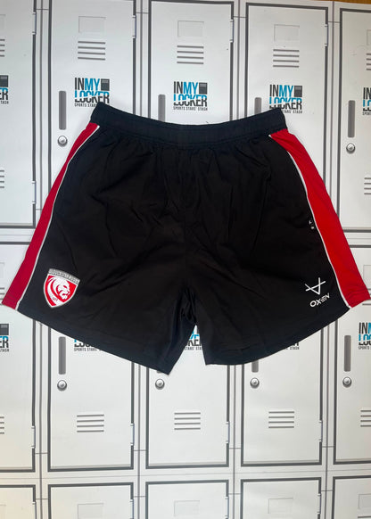 Afo Fasogbon - Gloucester Rugby Oxen Gym Shorts Initialled AF and Numbered 19 [Black]