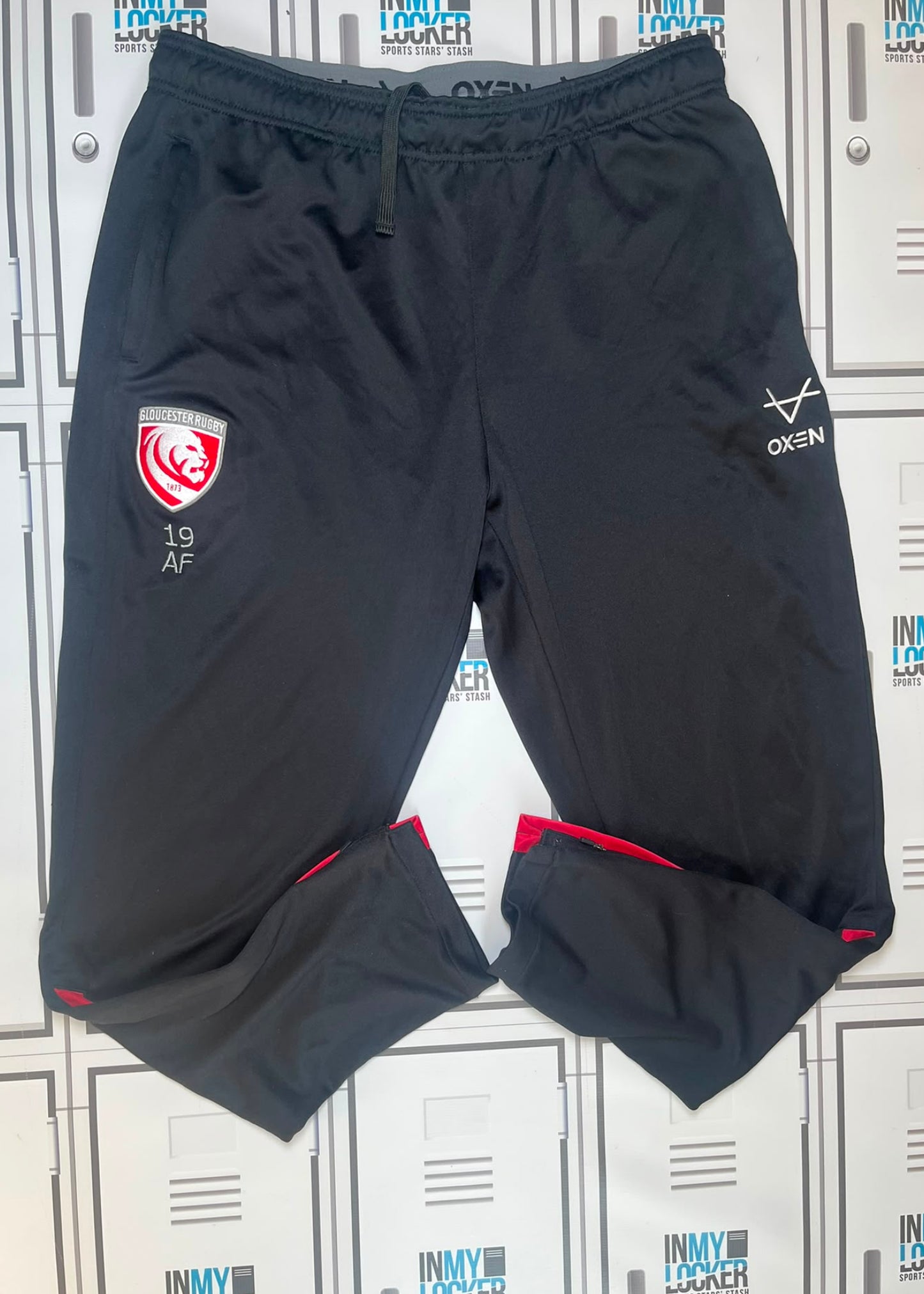 Afo Fasogbon - Gloucester Rugby Oxen Training Bottoms Initialled AF and Numbered 19 [Black]