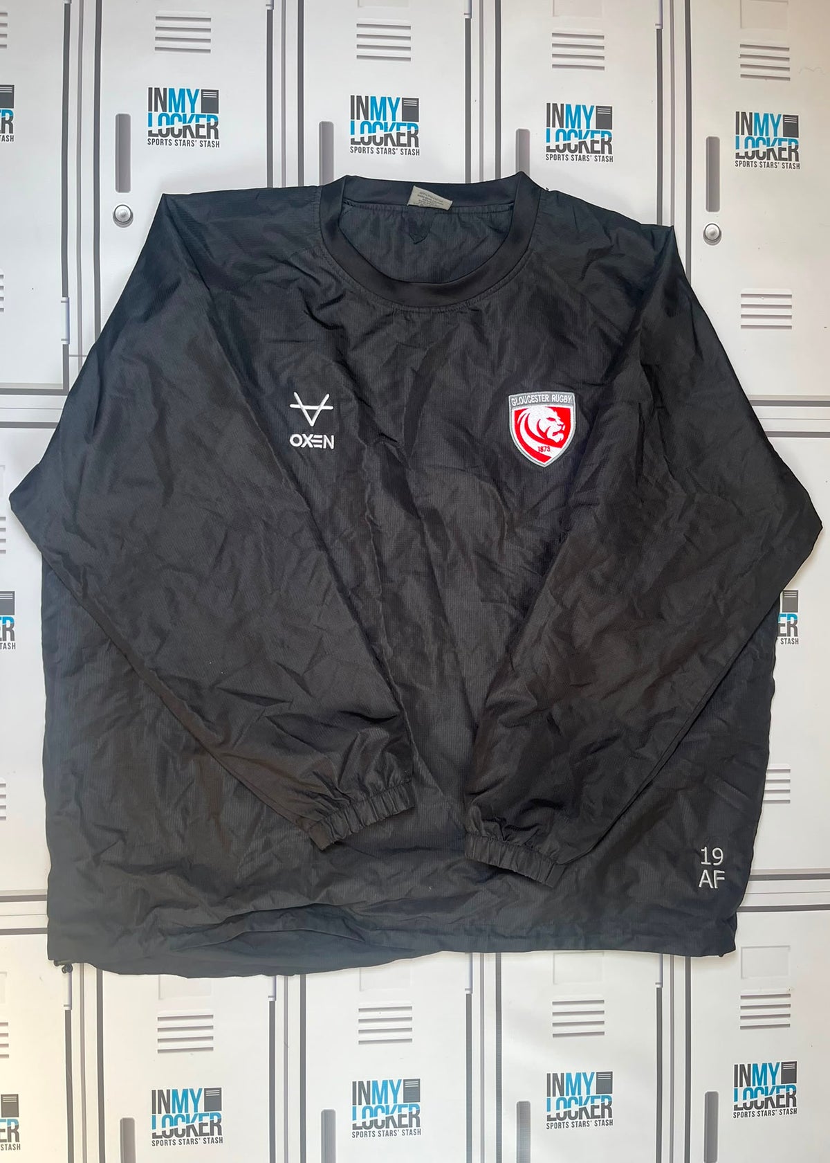 Afo Fasogbon - Gloucester Rugby Oxen Waterproof Contact Drill Top Initialled AF and Numbered 19 [Black]