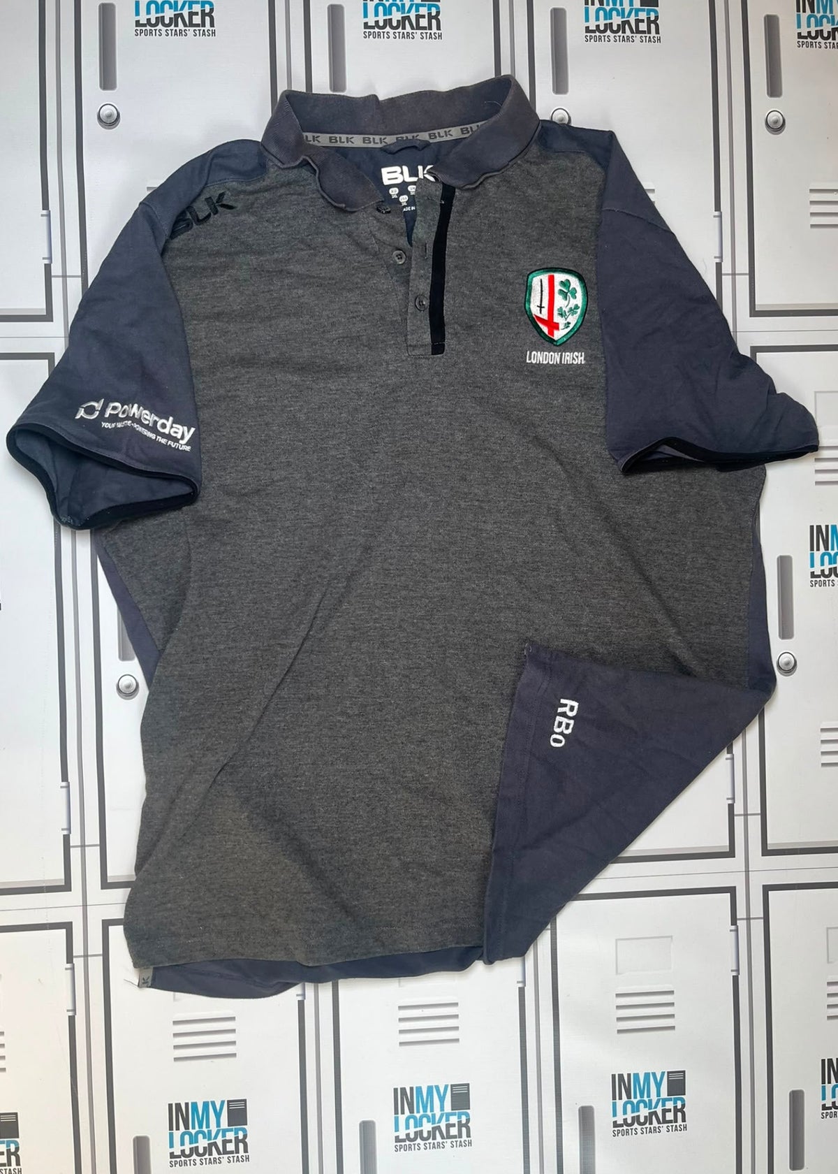 Afo Fasogbon - London Irish BLK Polo Shirt Initialled RBo [Grey]