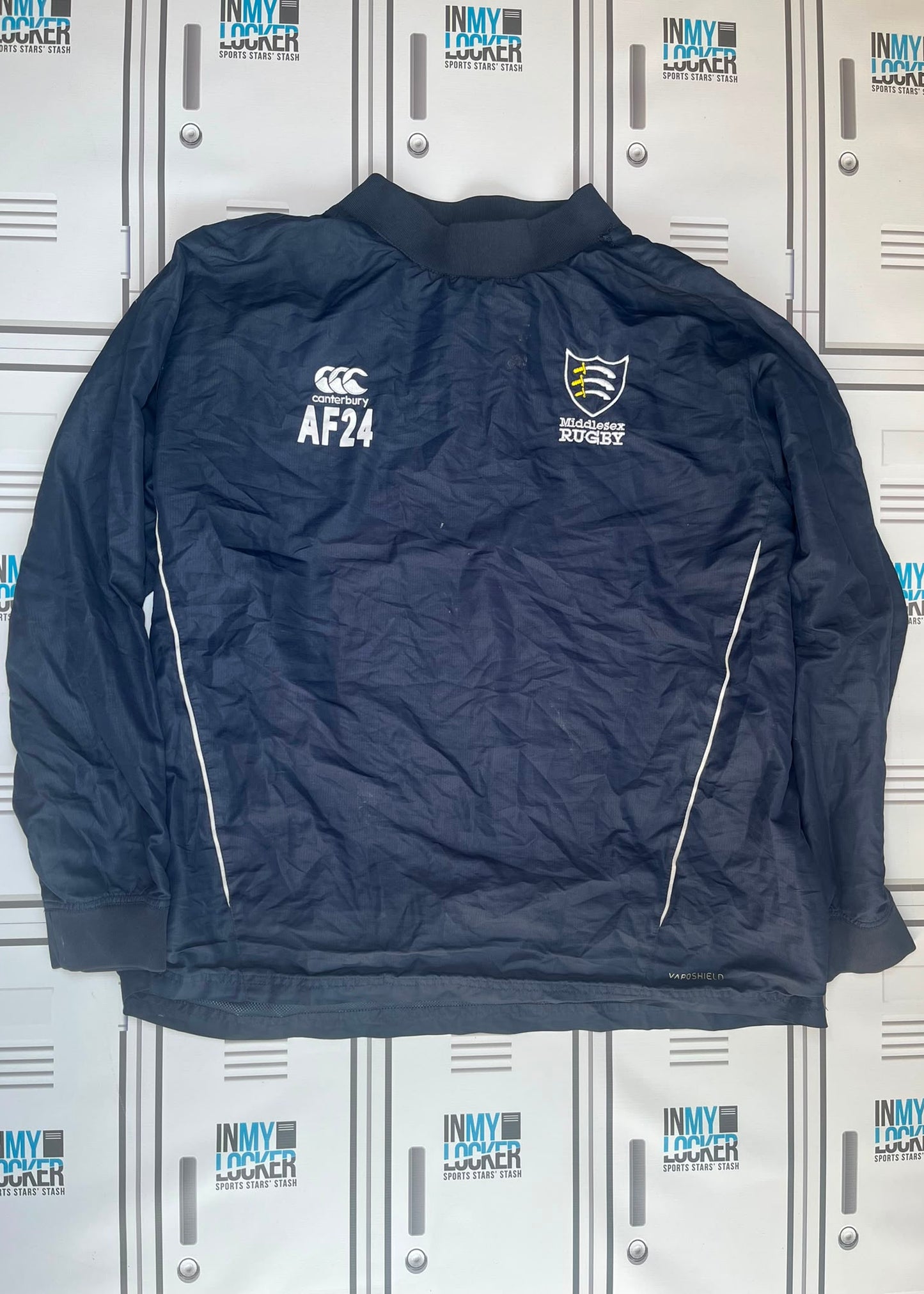 Afo Fasogbon - Middlesex Rugby Canterbury Contact Drill Top Initialled AF and Numbered 24 [Navy]