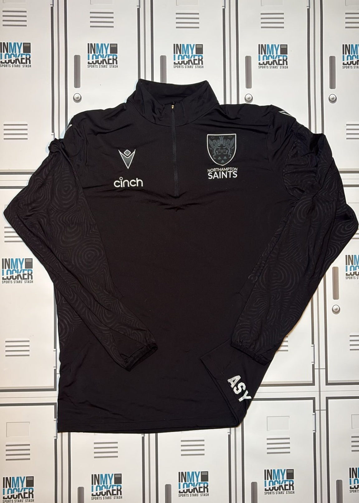 Angus Scott Young - Northampton Saints 1/4 Zip Training Top Initialled ASY [Black]