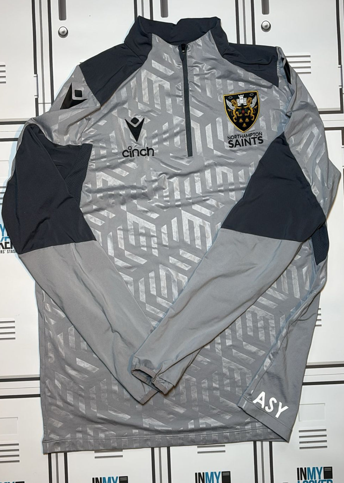 Angus Scott Young - Northampton Saints 1/4 Zip Training Top Initialled ASY [Grey]