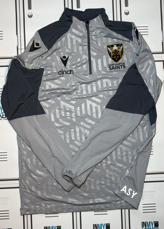 Angus Scott Young - Northampton Saints 1/4 Zip Training Top Initialled ASY [Grey]