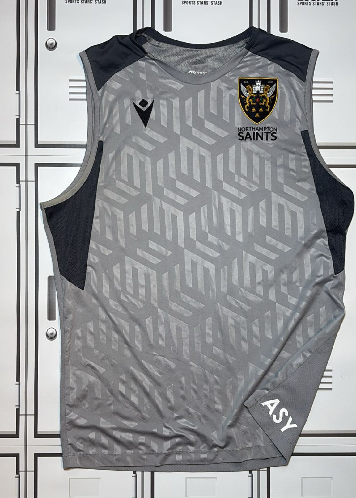 Angus Scott Young - Northampton Saints Gym Vest Initialled ASY [Grey and Black]