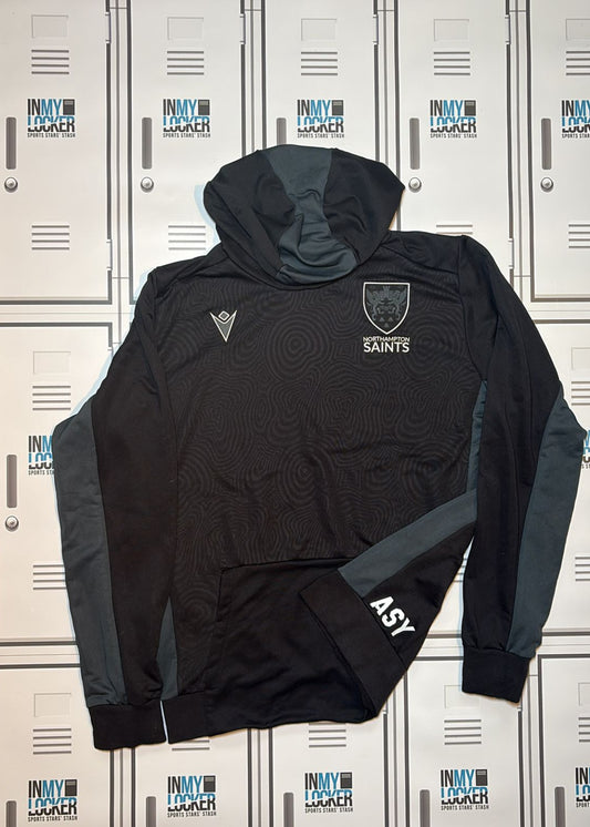 Angus Scott Young - Northampton Saints Leisure Hoodie Initialled ASY [Black and Grey]