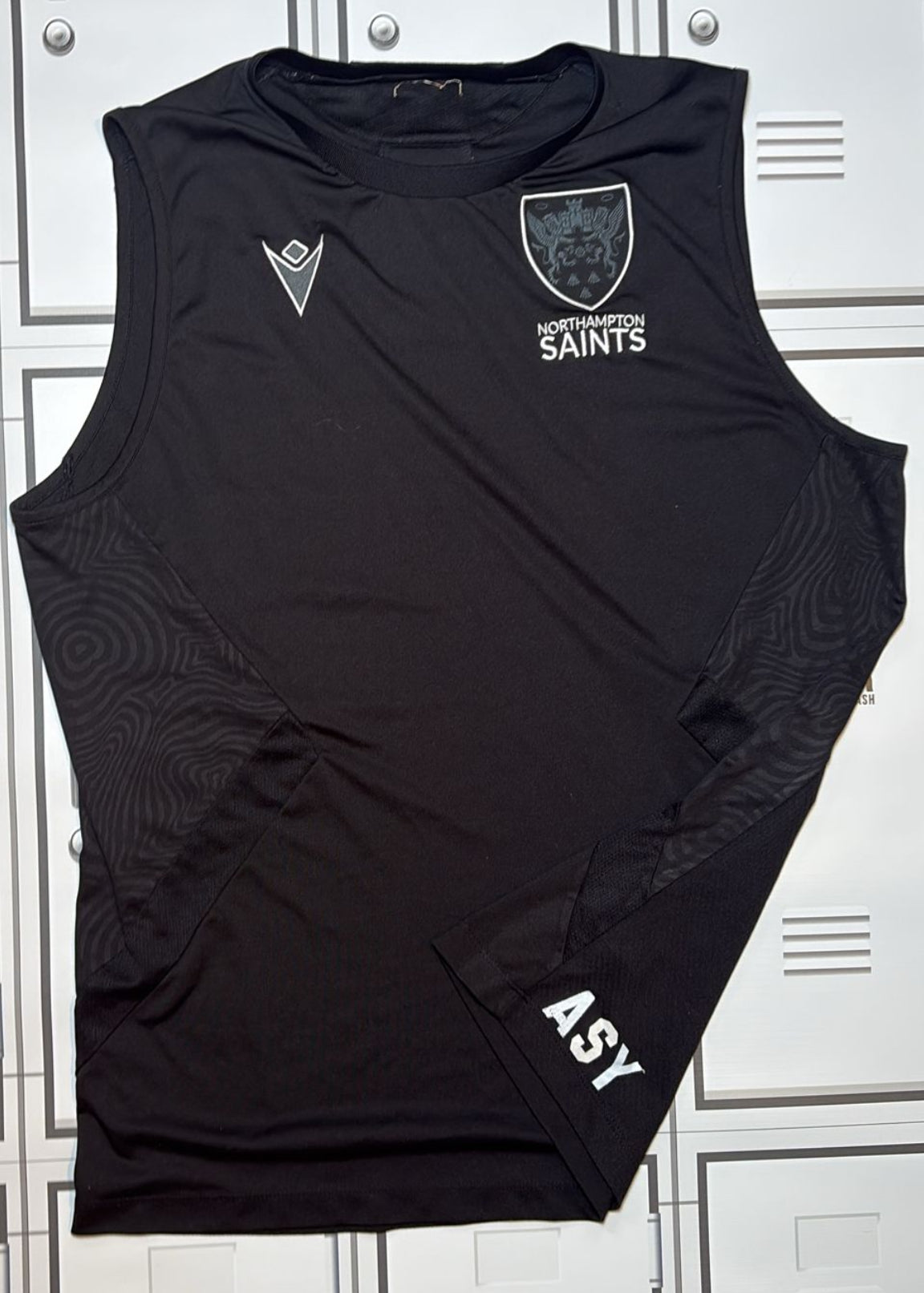 Angus Scott Young - Northampton Saints Macron Gym Vest Initialled ASY [Black]