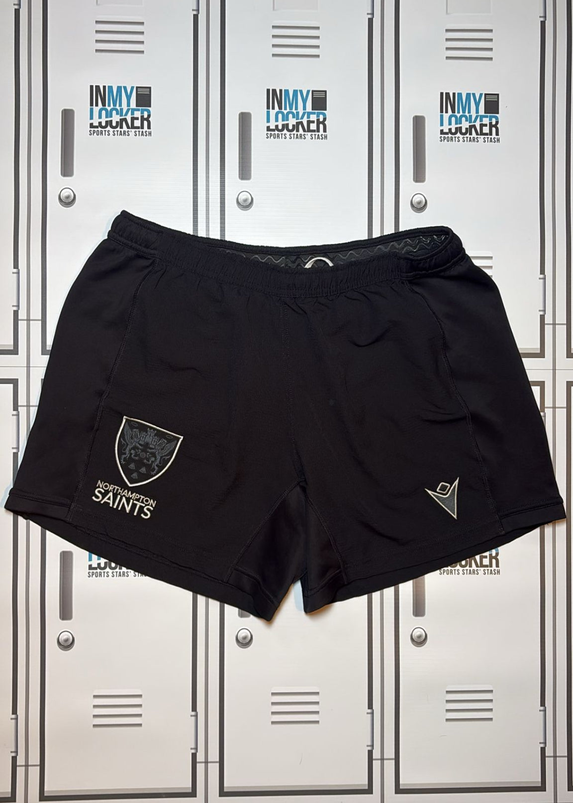 Angus Scott Young - Northampton Saints Macron Training Shorts Initialled ASY [Black]