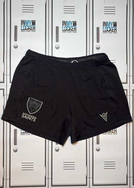 Angus Scott Young - Northampton Saints Macron Training Shorts Initialled ASY [Black]