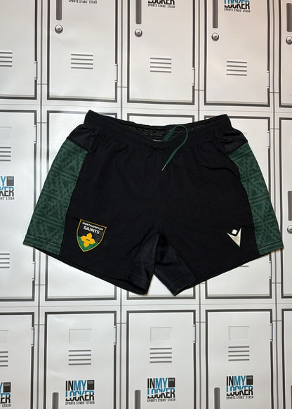 Angus Scott Young - Northampton Saints Training Shorts Initialled ASY [Black and Green]