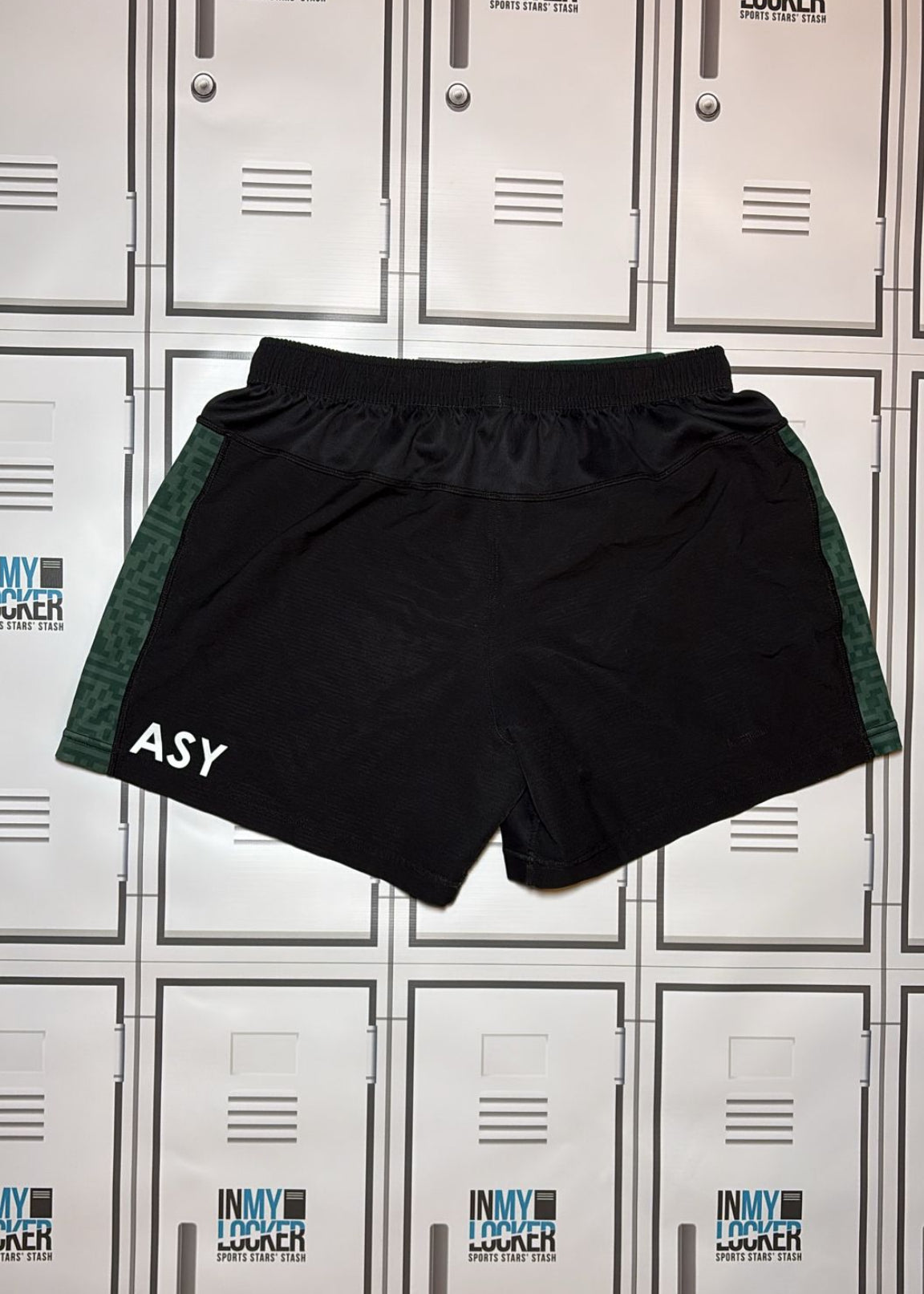 Angus Scott Young - Northampton Saints Training Shorts Initialled ASY [Black and Green]