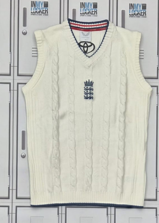Asa Tribe - England Cricket Castore Knitted Sleeveless Playing Jumper [White]