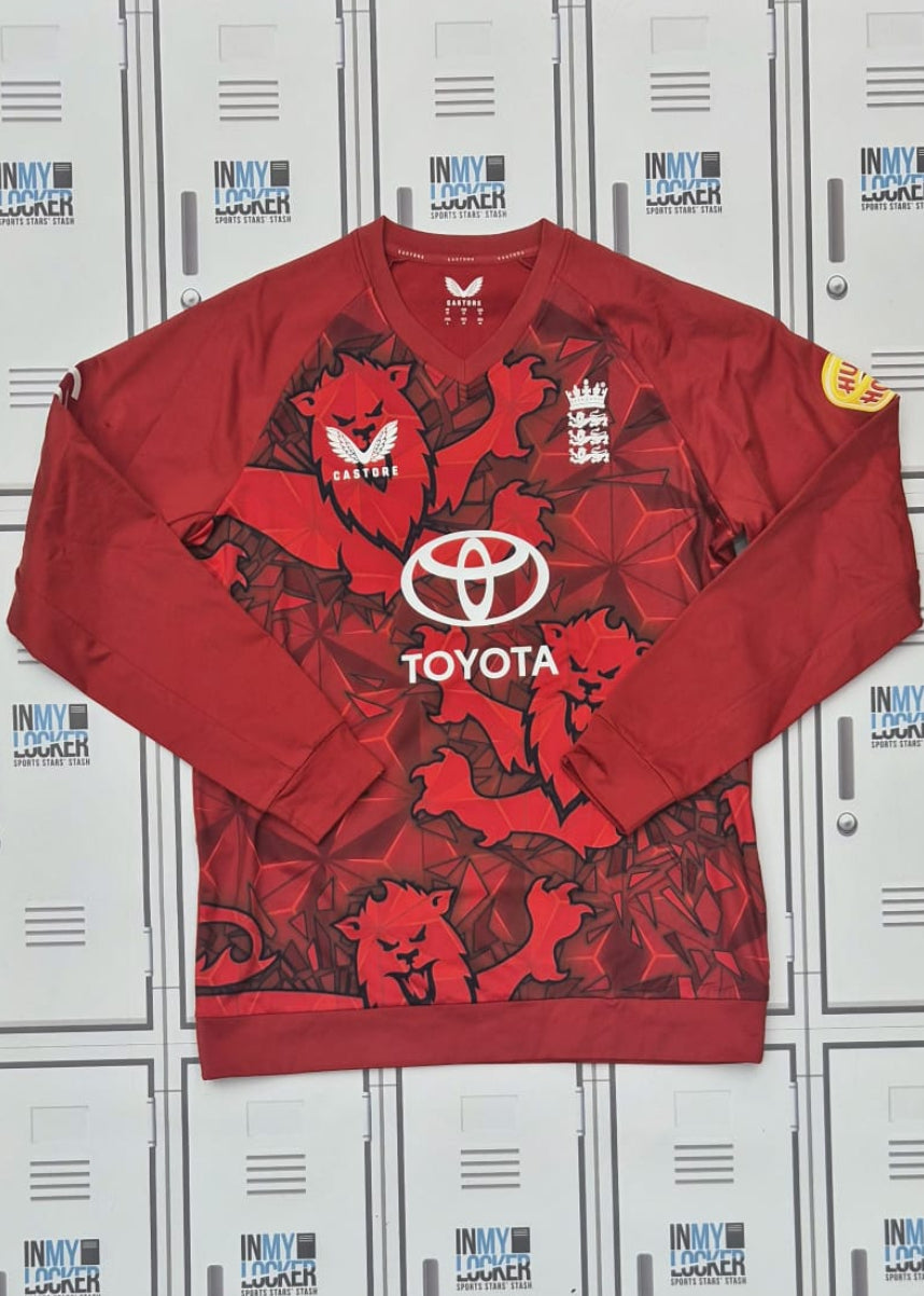 Asa Tribe - England Cricket Castore Playing Jumper Named Tribe and Numbered 46 [Red]
