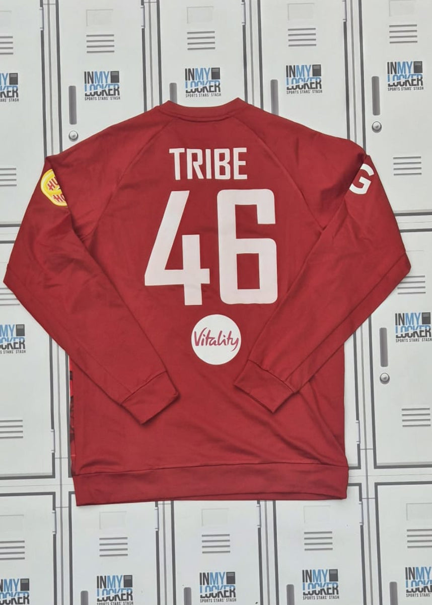 Asa Tribe - England Cricket Castore Playing Jumper Named Tribe and Numbered 46 [Red]