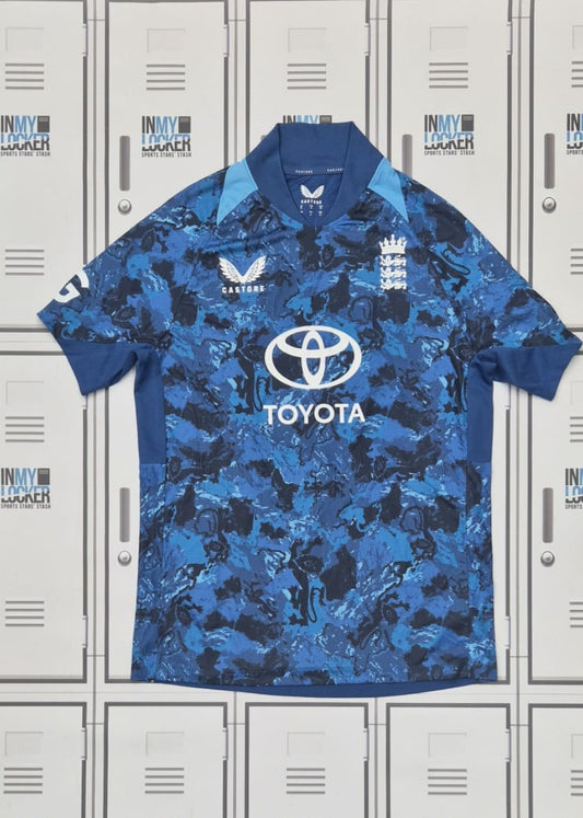 Asa Tribe - England Cricket Castore Playing Shirt Named Tribe and Numbered 46 [Blue]
