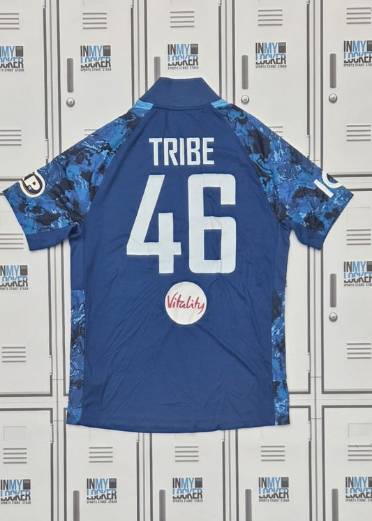 Asa Tribe - England Cricket Castore Playing Shirt Named Tribe and Numbered 46 [Blue]
