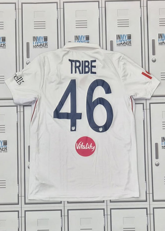 Asa Tribe - England Cricket Castore Playing Shirt Named Tribe and Numbered 46 [White]