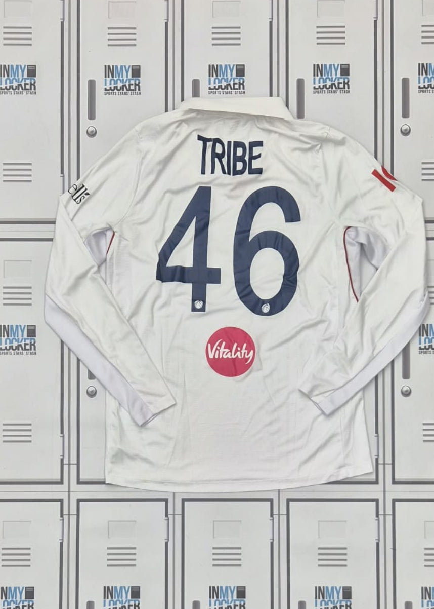 Asa Tribe - England Cricket Castore Playing Shirt Named Tribe and Numbered 46 [White]