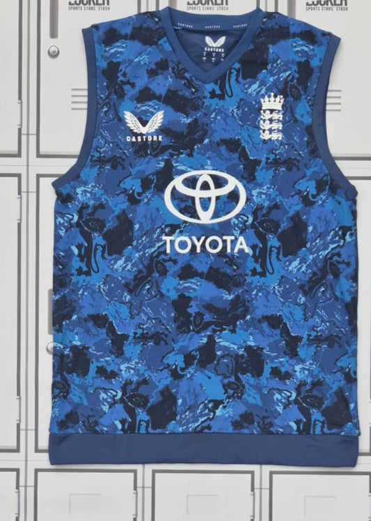 Asa Tribe - England Cricket Castore Sleeveless Playing Jumper Named Tribe and Numbered 46 [Blue]