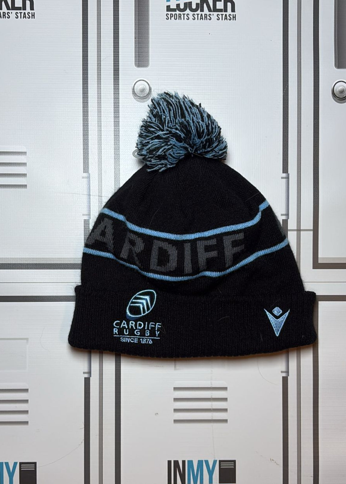 Ben Donnell - Macron Cardiff Rugby Bobble Hat [Black and Blue]