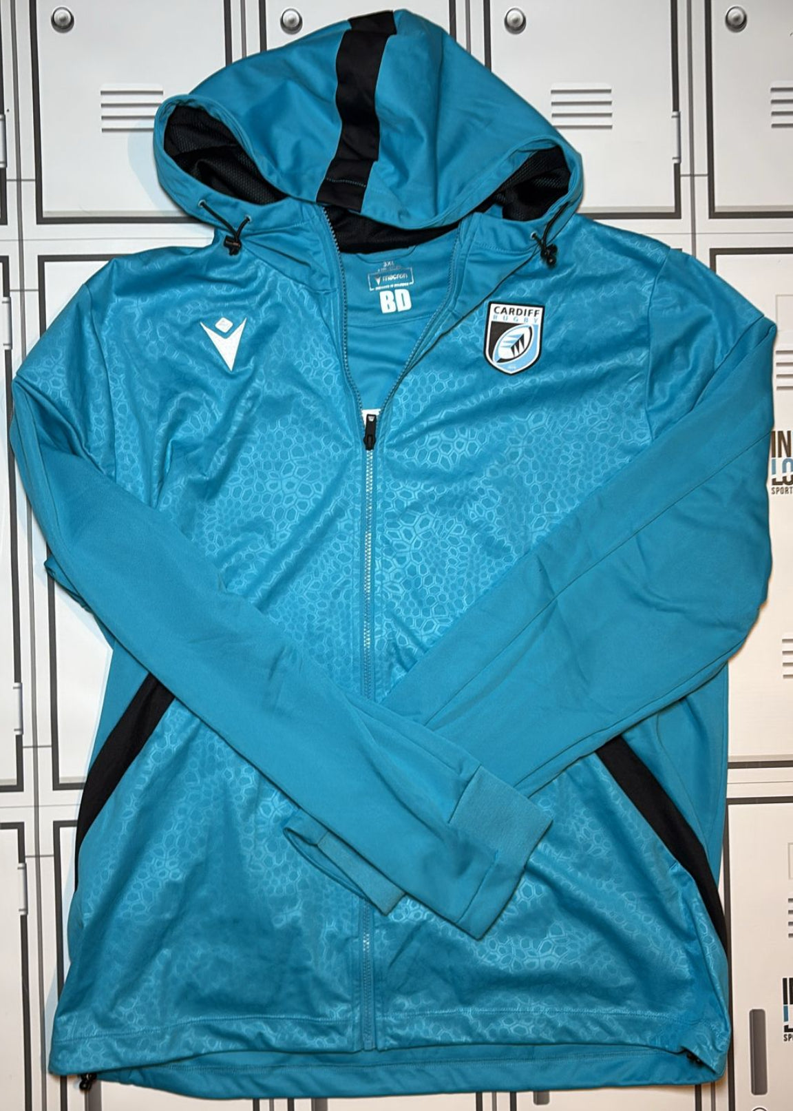 Ben Donnell - Macron Cardiff Rugby Hooded Tracksuit Jacket Initialled BD [Light Blue]