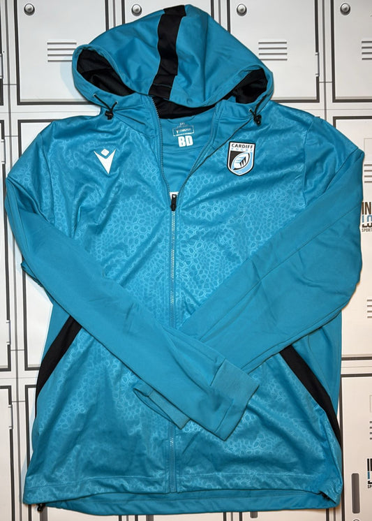 Ben Donnell - Macron Cardiff Rugby Hooded Tracksuit Jacket Initialled BD [Light Blue]
