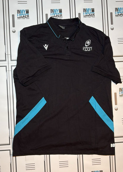 Ben Donnell - Macron Cardiff Rugby Polo Shirt Initialled BD [Black]