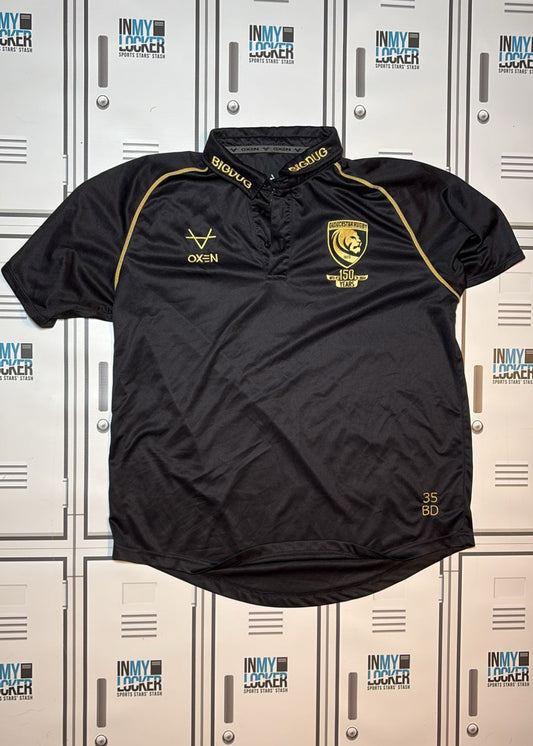 Ben Donnell - Oxen Gloucester Rugby Polo Training Shirt Initialled BD and Numbered 35 [Black and Gold]