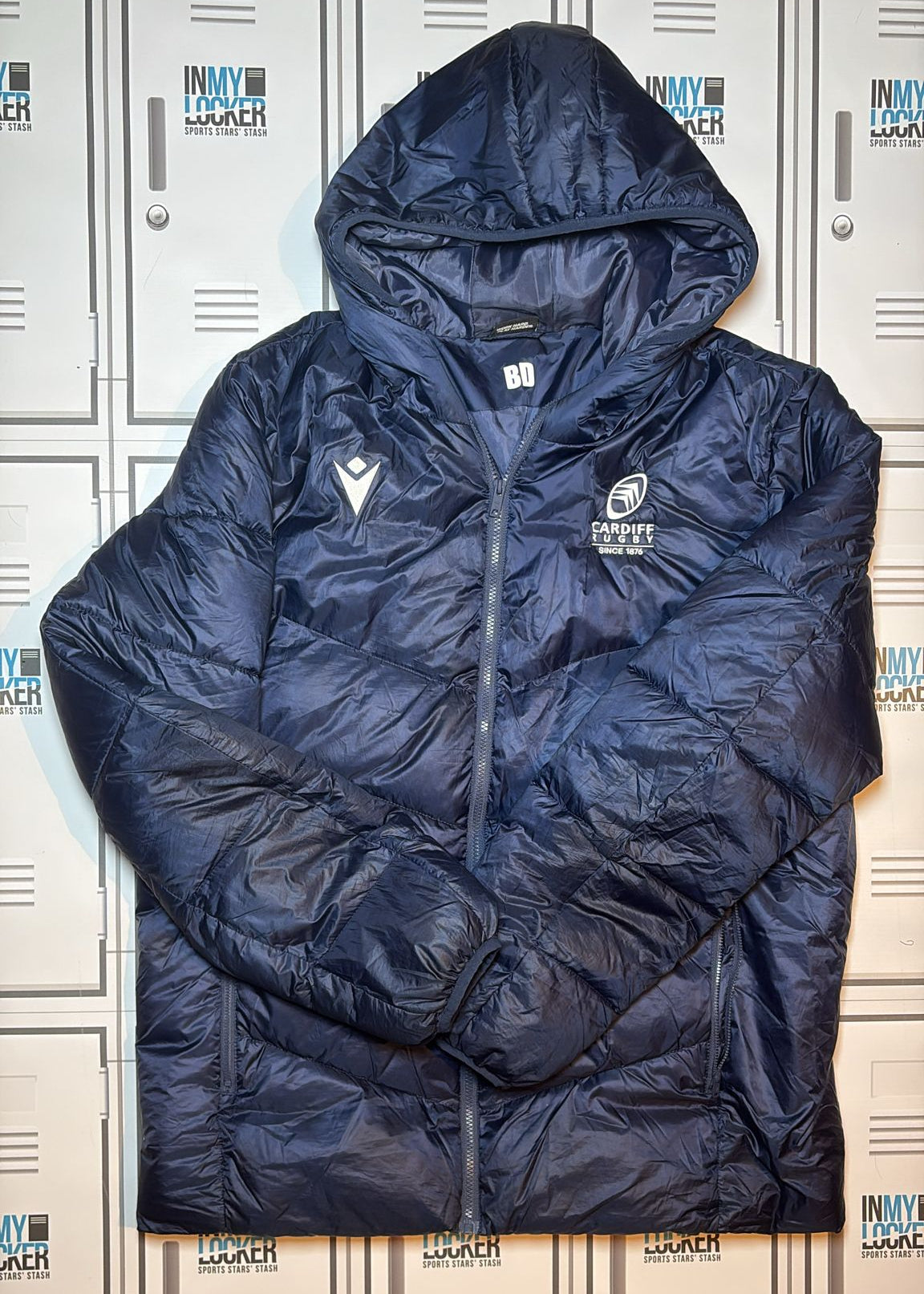 Ben Donnell - Macron Cardiff Rugby Puffer Jacket Initialled BD [Navy]