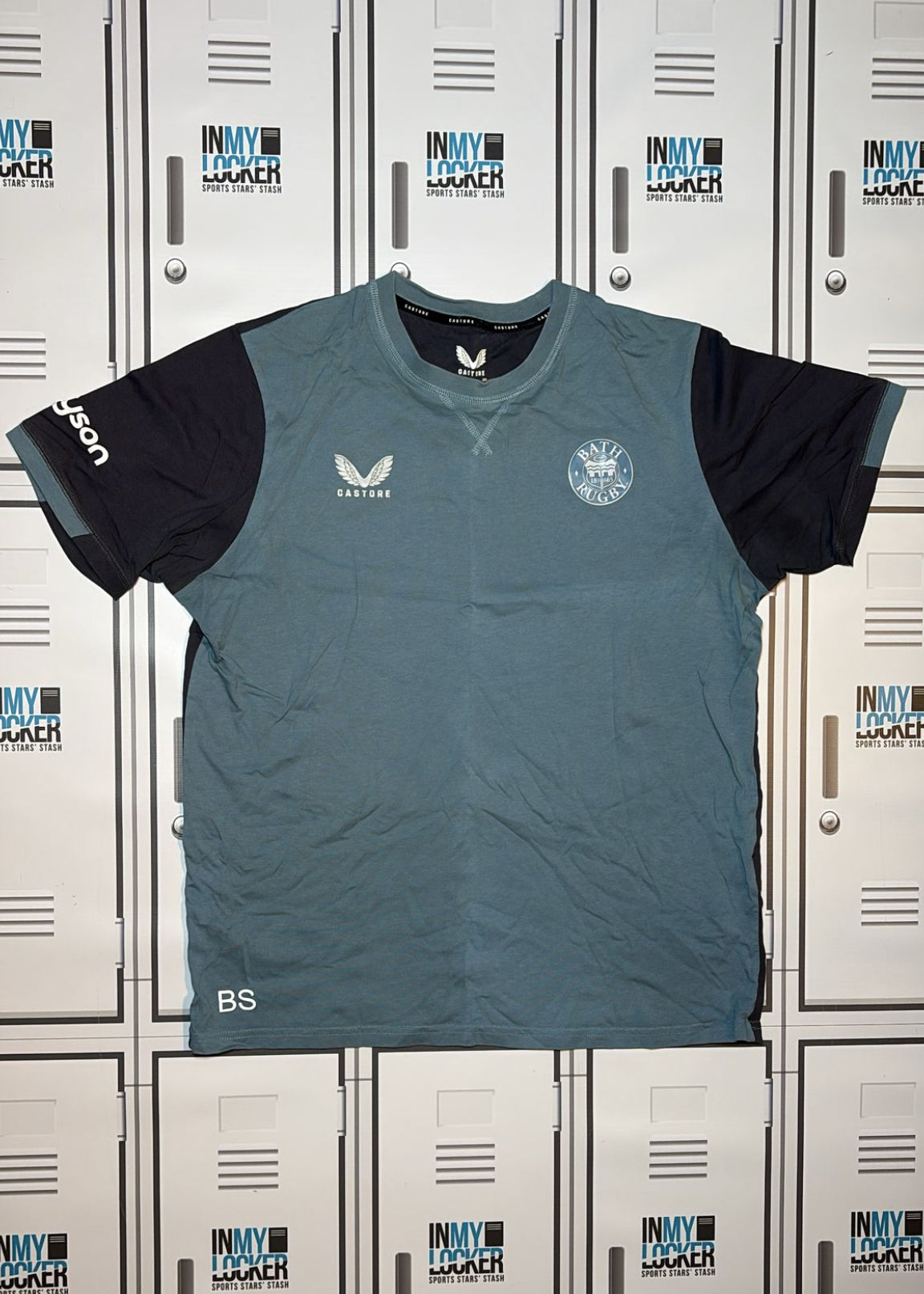 Ben Spencer - Bath Rugby Castore Leisure T-Shirt Initialled BS [Green and Grey]