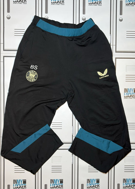 Ben Spencer - Bath Rugby Castore Tracksuit Bottoms Initialled BS [Black and Green]