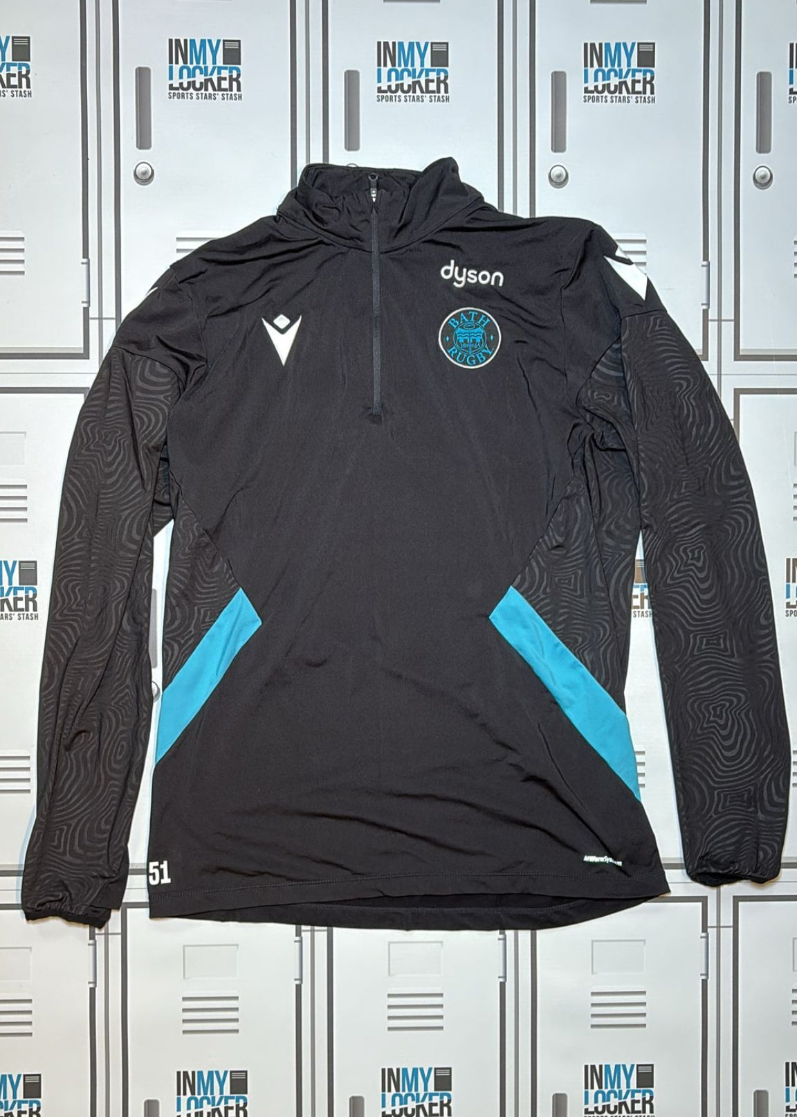 Ben Spencer -Bath Rugby Macron 1/4 Zip Training Top Numbered 51 [Black]
