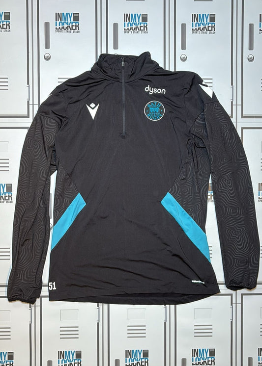 Ben Spencer -Bath Rugby Macron 1/4 Zip Training Top Numbered 51 [Black]