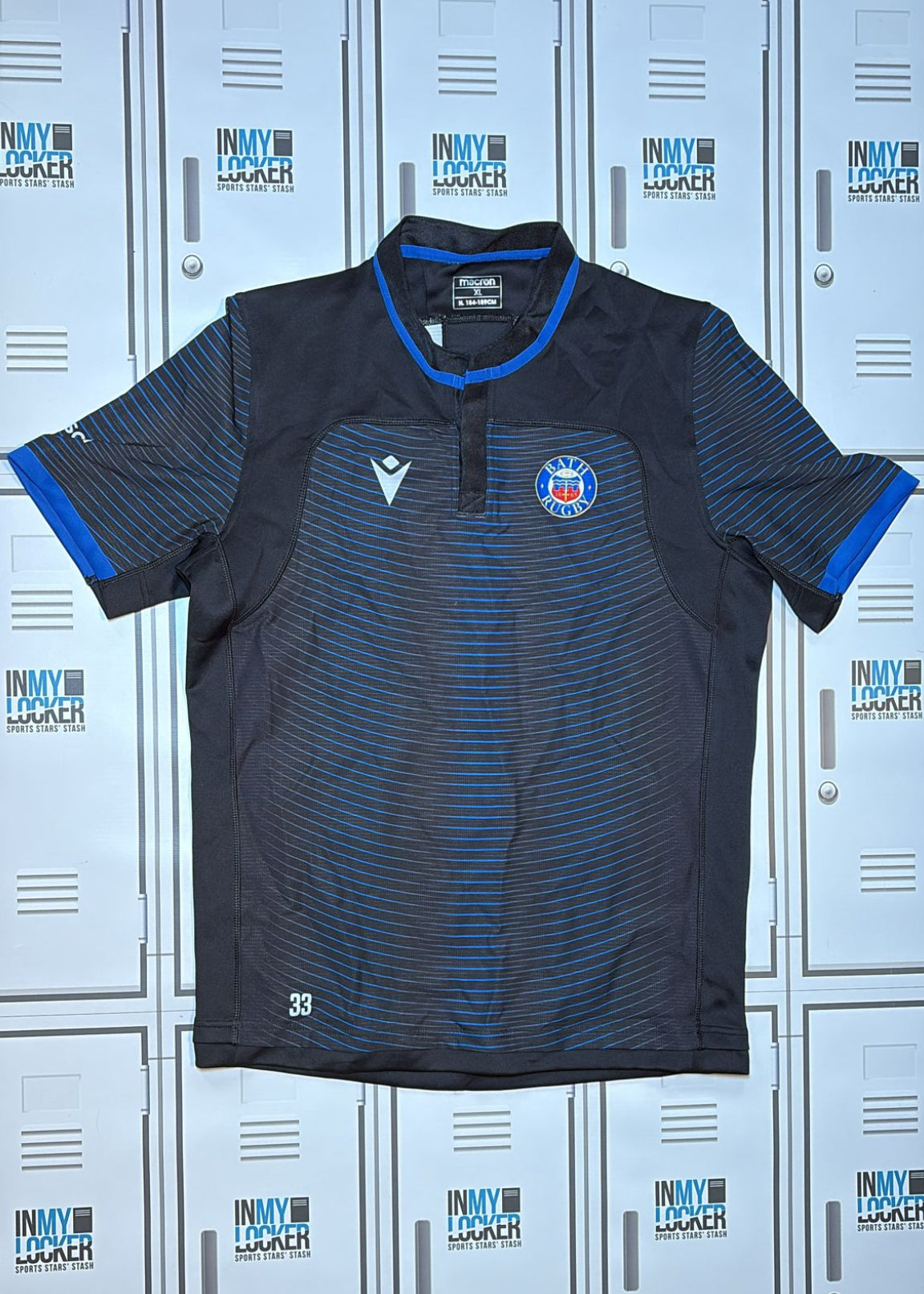 Ben Spencer - Bath Rugby Macron Training Shirt Numbered 33 [Black and Blue]