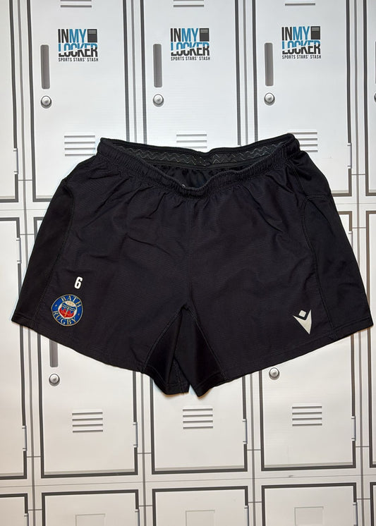 Ben Spencer - Bath Rugby Macron Training Shorts Numbered 6 [Black]