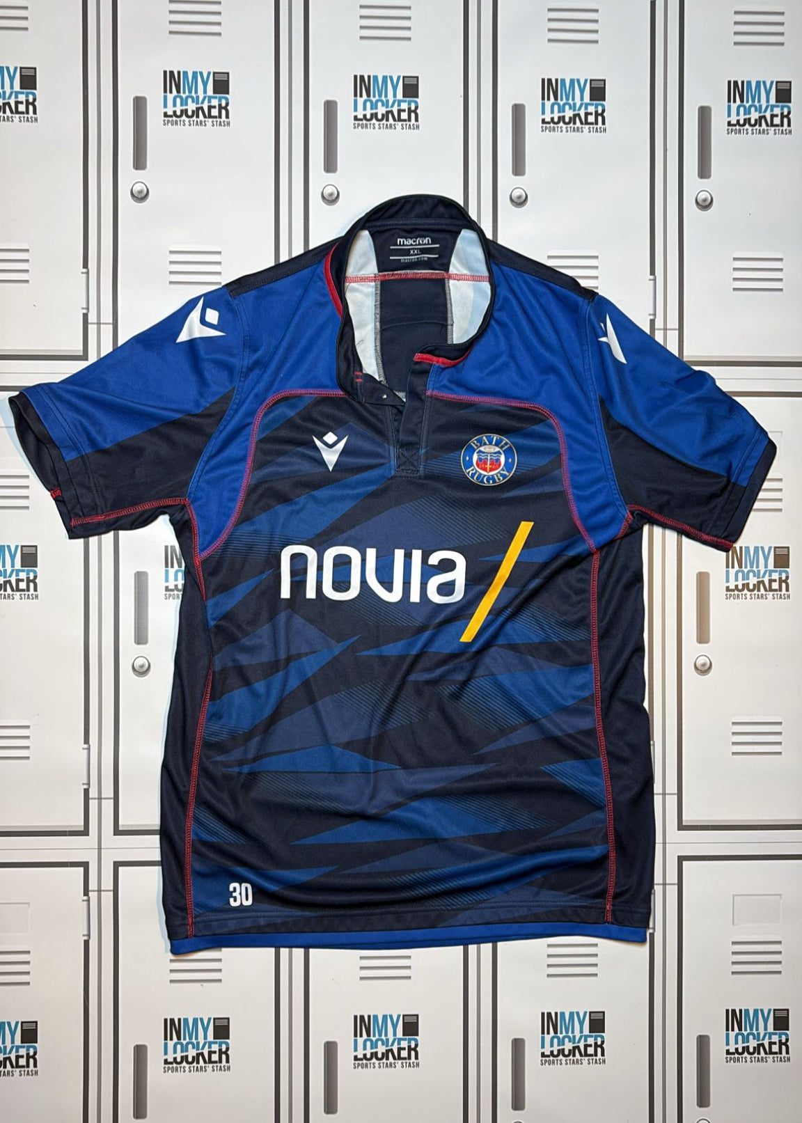 Ben Spencer - Bath Rugby Macron Training Top Numbered 30 [Blue and Black]