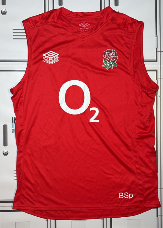 Ben Spencer - England Rugby Umbro Pro Gym Vest Initialled BSp [Red]