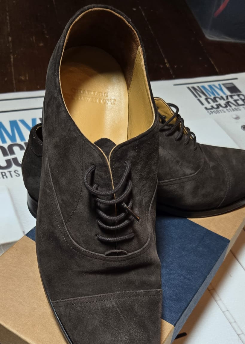 Charles Tyrwhitt England Suede Oxford Toe Cap Shoes [Chocolate Brown]