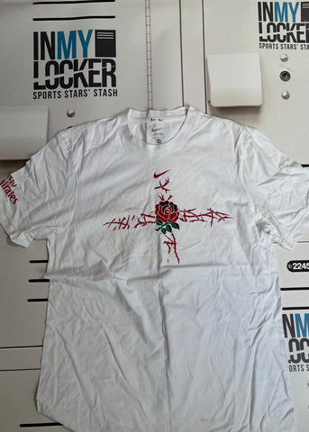 Marcus Watson - England Rugby Casual Thorned Flag Pattern T-Shirt [White & Red]