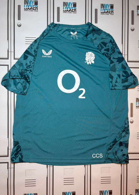 Chandler Cunningham-South - England Rugby Castore Gym T-Shirt Initialled CCS [Green]
