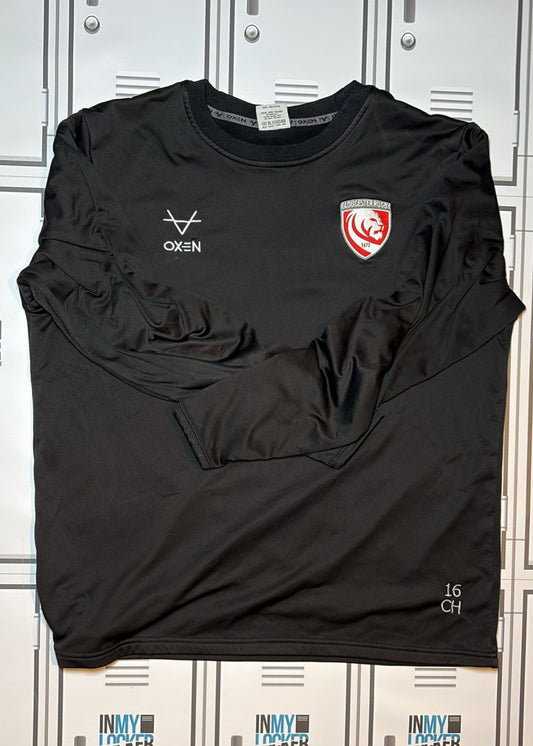 Chris Harris - Gloucester Rugby Oxen Fleece Jumper Initialled CH and Numbered 16 [Black]