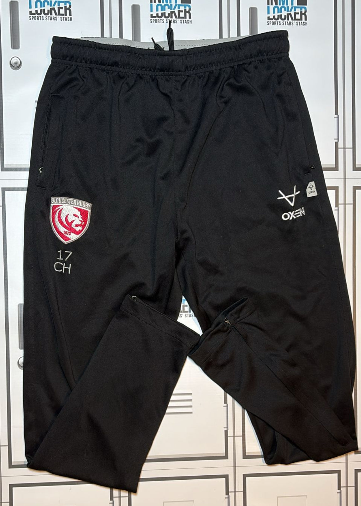 Chris Harris - Gloucester Rugby Oxen Gym Trousers Initialled CH and Numbered 17 [Black]