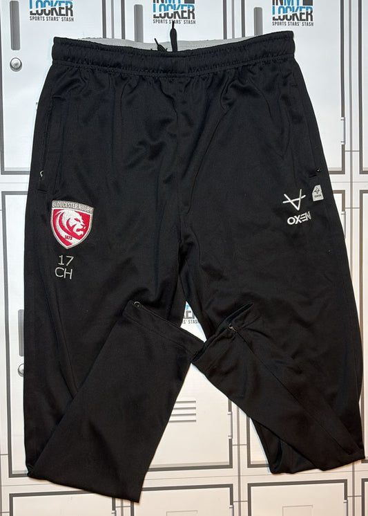 Chris Harris - Gloucester Rugby Oxen Gym Trousers Initialled CH and Numbered 17 [Black]