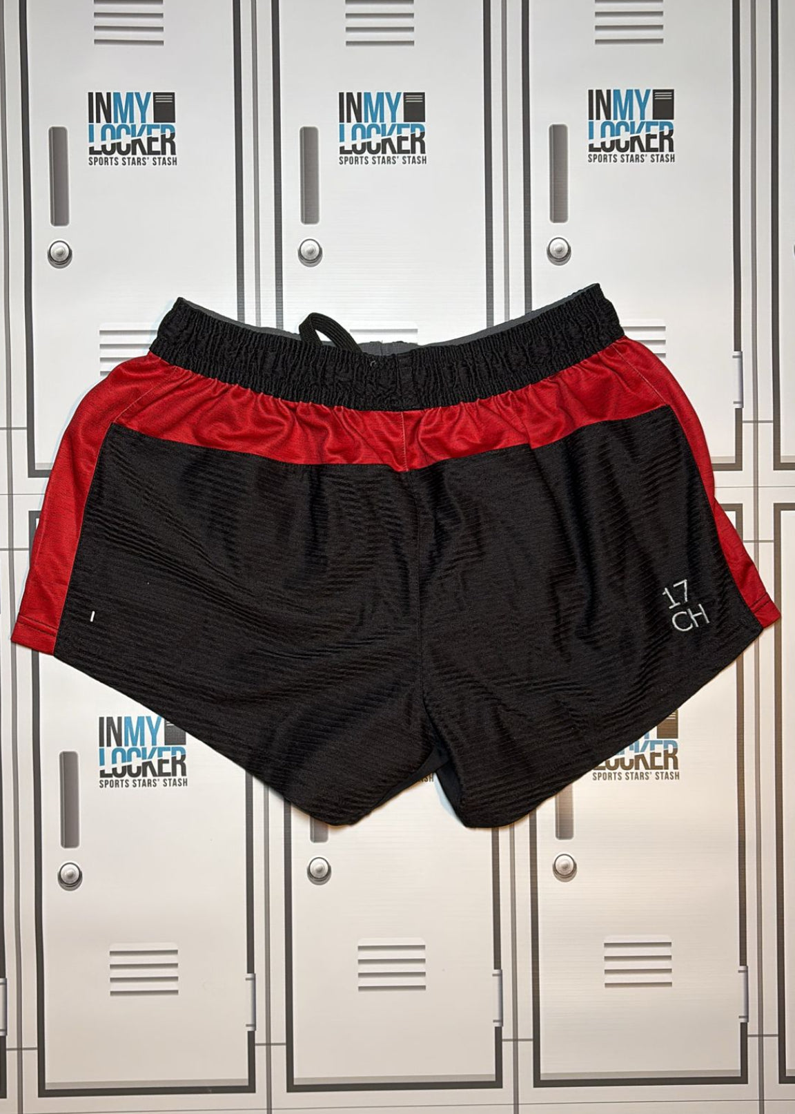 Chris Harris - Gloucester Rugby Oxen Training Shorts Initialled CH [Black and Red]